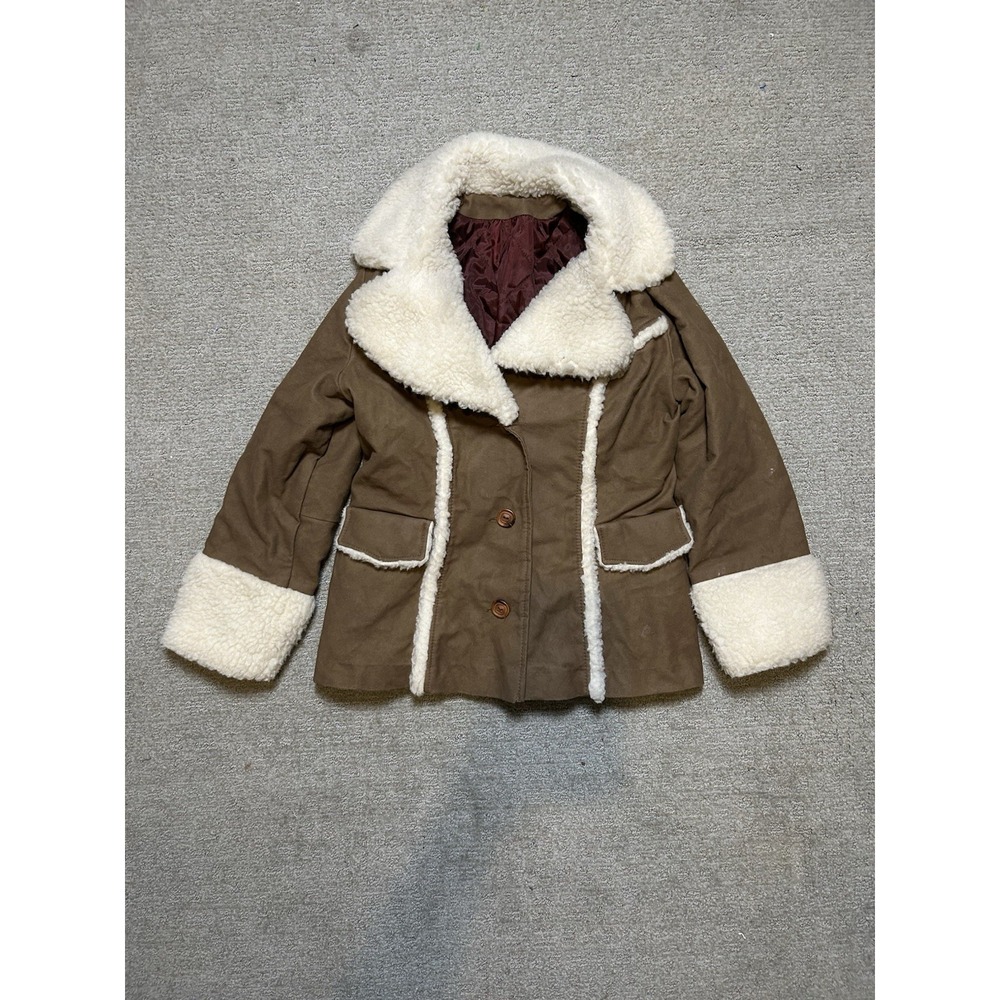 Vintage 70s ILGWU Union Made Suede Ranch Sherpa Lined Jacket Coat Women's 11/12